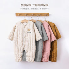 Load image into Gallery viewer, D23280LS-Embroidered bear light cotton warm jumpsuit