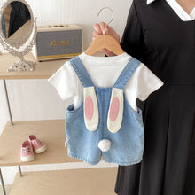 Load image into Gallery viewer, AK298LS-Summer bunny ears super cute denim overalls