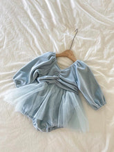 Load image into Gallery viewer, Y6303LS-High-grade velvet mesh skirt baby bodysuit