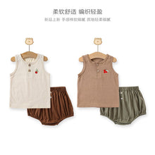 Load image into Gallery viewer, D23118SE-Summer cotton sleeveless embroidered vest & solid color pants