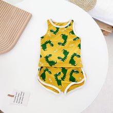 Load image into Gallery viewer, BRS1046LS-Summer Korean style vest dinosaur cotton shorts two-piece set