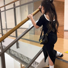 將圖片載入圖庫檢視器 285PCW-夏季坑條彈性短袖日系親子洋裝