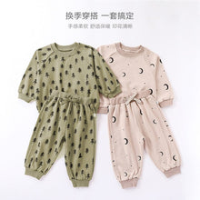 Load image into Gallery viewer, D23212TG-Autumn round neck moon tree top & trousers