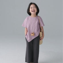 Load image into Gallery viewer, BB2410PCW-Summer Japanese style irregular angled short-sleeved parent-child T-shirts for boys and girls