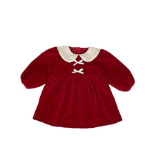 Load image into Gallery viewer, H10351DS- Winter Plus Velvet Girls Solid Color New Year Bowknot Dress