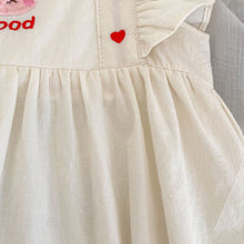 Load image into Gallery viewer, k2716LS-Flying sleeves small heart rabbit embroidery square collar bodysuit