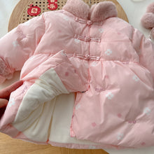 Load image into Gallery viewer, AY643SE-Autumn and winter girls' plus velvet New Year's greetings flower coat