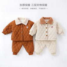 Load image into Gallery viewer, D23379TG-Winter baby boy and girl quilted jacket + pants two-piece set