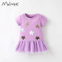 Load image into Gallery viewer, 9286DS-Summer European and American children's casual round neck star short-sleeved dress