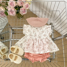 Load image into Gallery viewer, S23130TG-Fashionable flying sleeve floral top + lantern shorts two-piece set