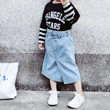 Load image into Gallery viewer, 21028DS-Spring and summer parent-child wear Korean version of the oblique stacked waist mid-length denim skirt