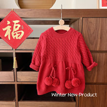 Load image into Gallery viewer, AQ024DS-Cute Thickened Girls Solid Color New Year Greetings Dress