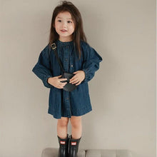 Load image into Gallery viewer, <Taiwan Pavilion> SK23152DS- Spring and Autumn Stand-up Collar Single-breasted Washed Denim Dress