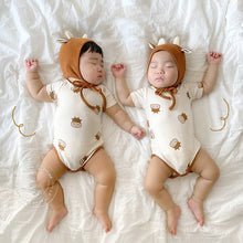 Load image into Gallery viewer, 24030419LS-Cartoon Calf Summer Round Neck Short Sleeve Romper + Hat