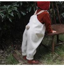 Load image into Gallery viewer, D25284LS-秋冬毛呢兔尾巴吊帶保暖長褲