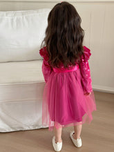 Load image into Gallery viewer, Y7238DS-Spring and Autumn Gold Velvet Mesh Love Dress