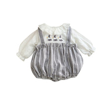 Load image into Gallery viewer, 2401337LS-Spring cartoon small plaid fake two-piece long-sleeved bodysuit