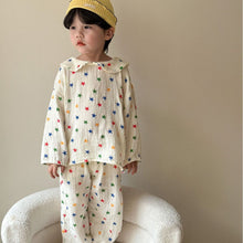 Load image into Gallery viewer, C83187JG-Spring long-sleeved cotton double-layer yarn home top + trousers