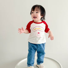Load image into Gallery viewer, 53112SE-Small and medium-sized children's color-blocked animal print short-sleeved top