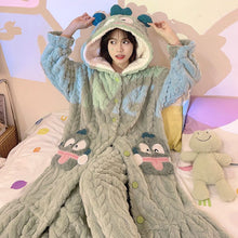 Load image into Gallery viewer, 2275JG-Autumn and winter coral fleece thick long nightgown + trousers home two-piece set