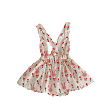 Load image into Gallery viewer, k2697LS-Cute bunny ears suspenders baby girl bodysuit