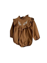 Load image into Gallery viewer, Y9384LS-Hooded flower embroidery stand-up collar bodysuit