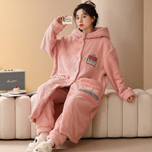 Load image into Gallery viewer, 2275JG-Autumn and winter coral fleece thick long nightgown + trousers home two-piece set