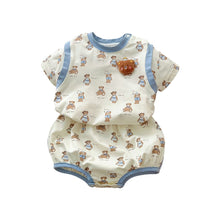Load image into Gallery viewer, 2402215TG-Summer full print bear short-sleeved top + butt pants two-piece set