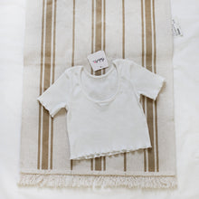 Load image into Gallery viewer, 274PCW- Spring and summer knitted elastic ruffled backless short-sleeved parent-child top