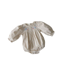 Load image into Gallery viewer, Y9378LS-Corduroy long-sleeved embroidered lace trim bodysuit