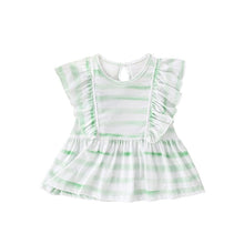 Load image into Gallery viewer, 9231DS-Summer striped round neck flying sleeve skirt top