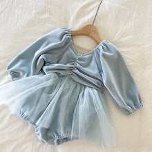 Load image into Gallery viewer, Y6303LS-High-grade velvet mesh skirt baby bodysuit