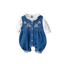 Load image into Gallery viewer, 2401424LS- Spring denim overalls + inner wear two-piece set