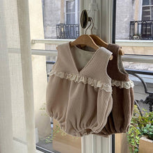 Load image into Gallery viewer, Y93114LS-Spring and Autumn Lace Waffle V-neck Sleeveless Bodysuit