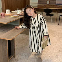 Load image into Gallery viewer, K0129DS-Fashionable children's casual style striped shirt dress