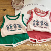 Load image into Gallery viewer, AT027TG-Korean style simple children's vest shorts two-piece suit