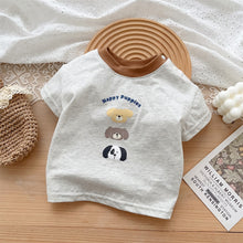 Load image into Gallery viewer, M2402710TG (Male)-Summer Boys Korean Style Bear Cotton Short Sleeve Top & Shorts