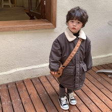 Load image into Gallery viewer, D91308SE-Autumn and winter lapel mid-length plus velvet thickened windbreaker jacket