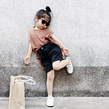 Load image into Gallery viewer, 21021PCW-Summer black neutral denim shorts parent-child outfit