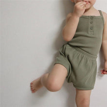 Load image into Gallery viewer, Y8119JG-Summer peekaboo same style waffle solid color camisole + shorts two-piece set