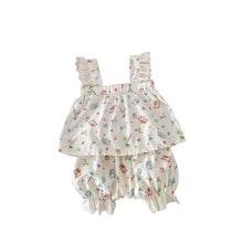Load image into Gallery viewer, AT084TG-Summer floral flying sleeves dress + shorts two-piece set