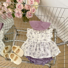 Load image into Gallery viewer, S23130TG-Fashionable flying sleeve floral top + lantern shorts two-piece set