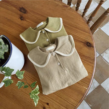 Load image into Gallery viewer, Y9415LS-Classic college style baby large lapel long-sleeved triangle bodysuit