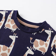 Load image into Gallery viewer, 9563TG-Summer Giraffe Casual Round Neck Top + Shorts Two-piece Set