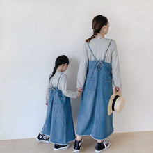 Load image into Gallery viewer, 22048PCW-Spring and Summer Japanese Long Irregular Parent-child Suspender Denim Skirt