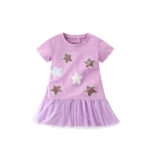 Load image into Gallery viewer, 9286DS-Summer European and American children's casual round neck star short-sleeved dress