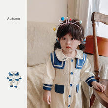 Load image into Gallery viewer, 2303113LS-Fresh cotton lined navy collar romper