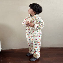 Load image into Gallery viewer, D83563PCW-Winter plus velvet three-layer padded parent-child home clothes set