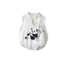 Load image into Gallery viewer, 2402306LS-Summer Chinese style buttoned panda triangle bodysuit