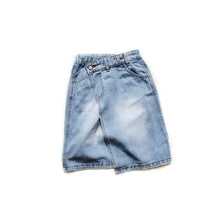 Load image into Gallery viewer, 21028DS-Spring and summer parent-child wear Korean version of the oblique stacked waist mid-length denim skirt
